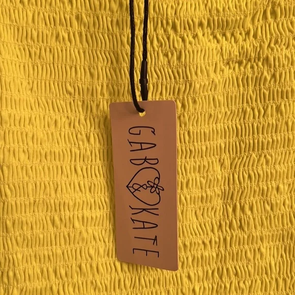 NWT Gab Kate smocked yellow tube top - Picture 2 of 6